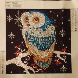 Black Diamond Blue and Brown Owl Wall Art